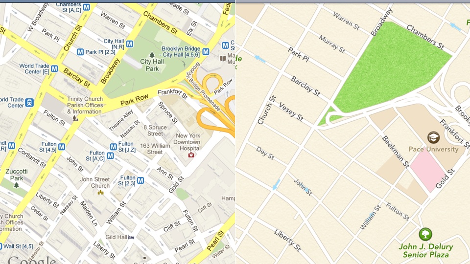 Google Maps vs. Apple