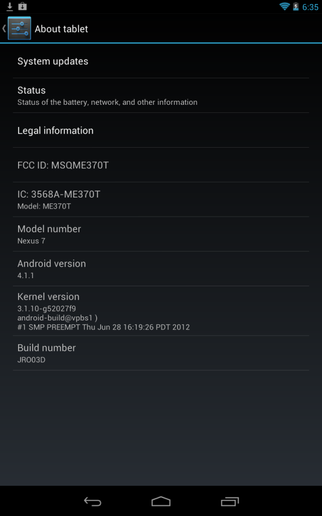 Nexus 7 Update