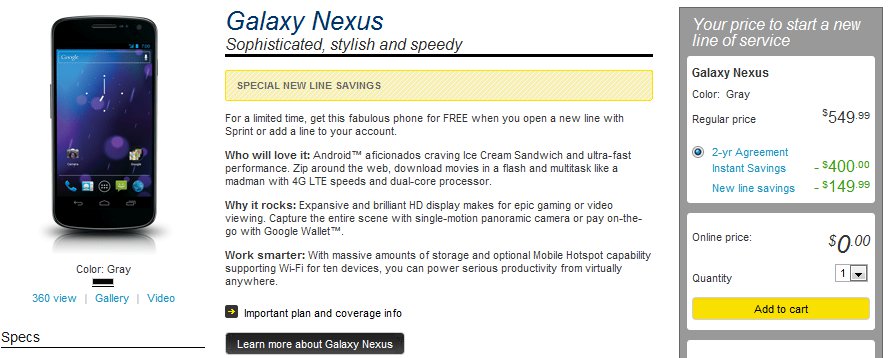 sprint's Galaxy Nexus