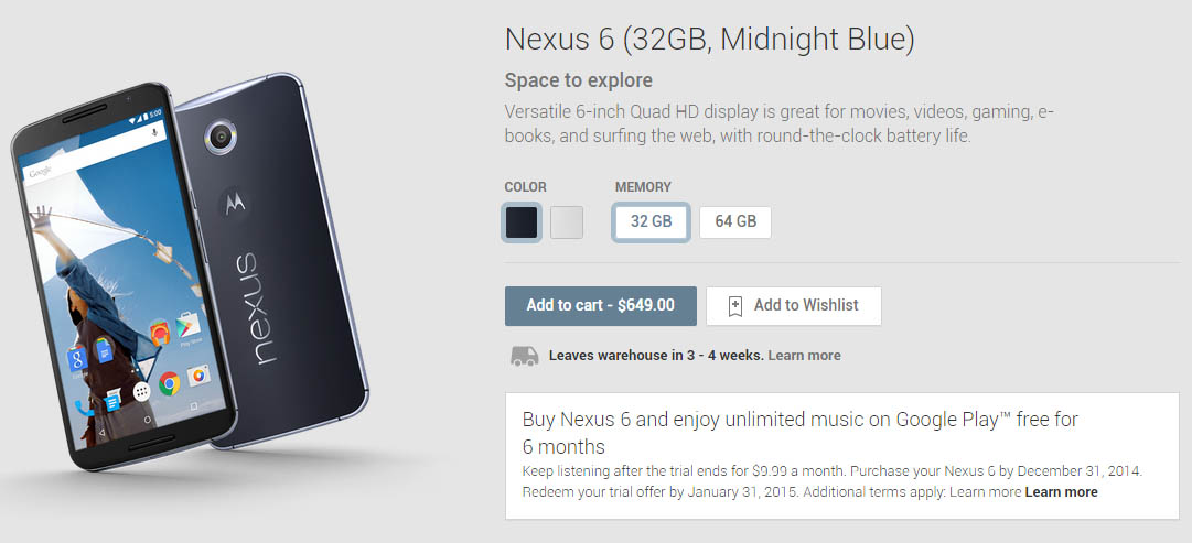 Moto Nexus 6 Preorder