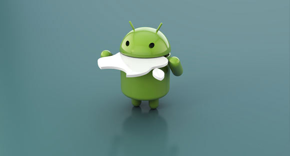 android eating an apple